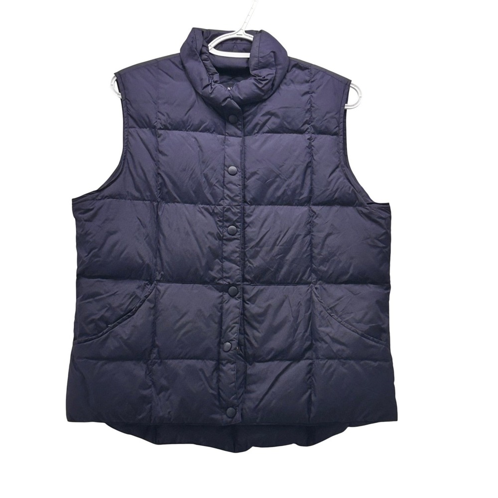 Lands End Down Puffer Quilted Vest Navy Blue Medium